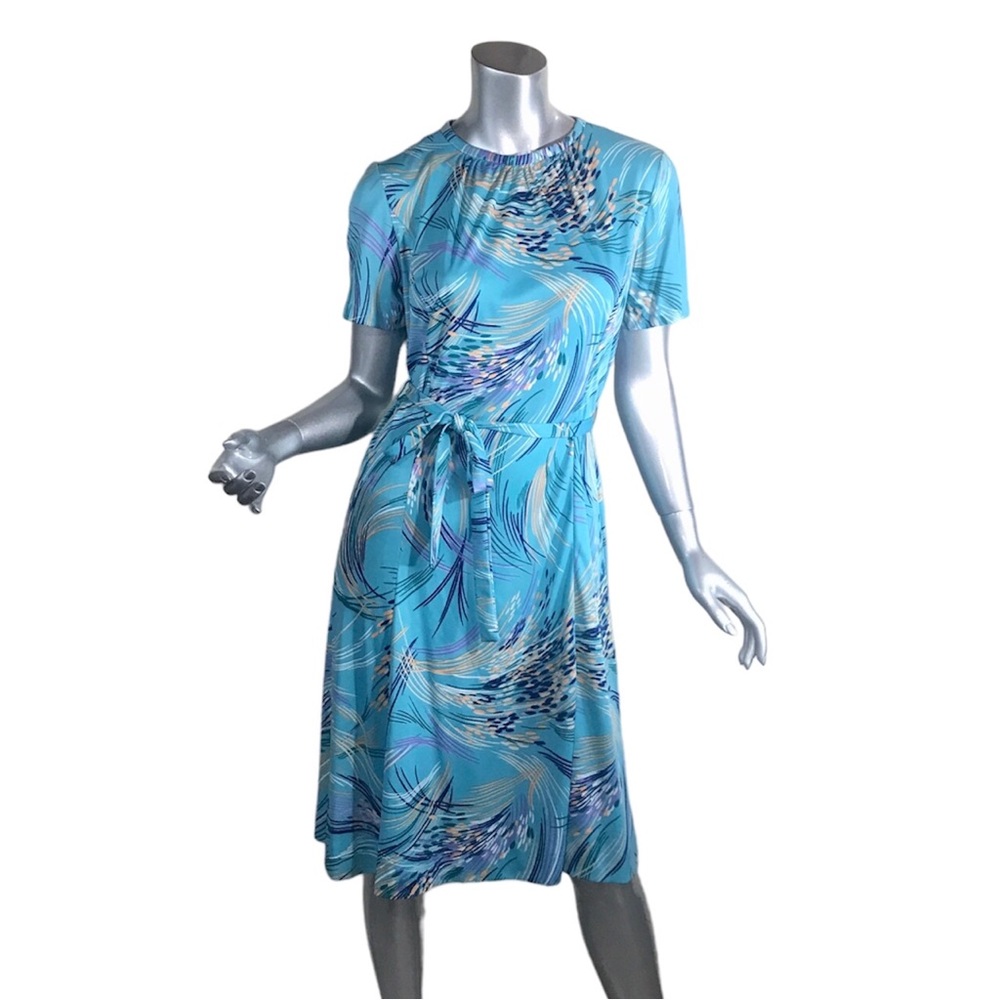 Casual Maker Sy Frankl Dress Turquoise Knee Length Vintage 50/60s Size Medium